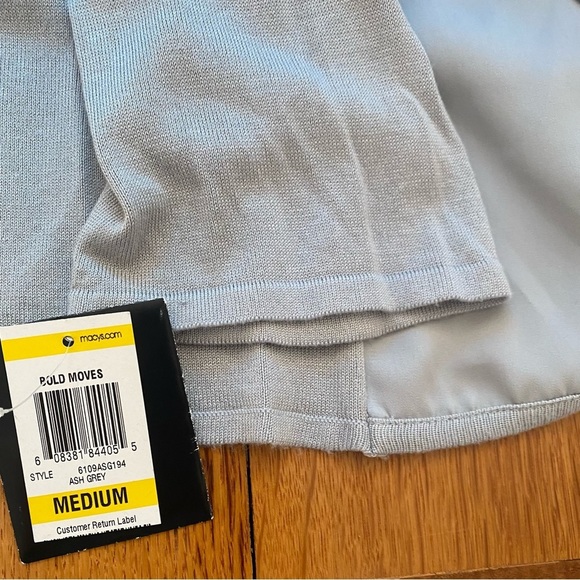 Alfani Bold Moves Open Front Mixed Media Cardigan Sz Medium Ash Gray Soft NEW - Picture 3 of 7